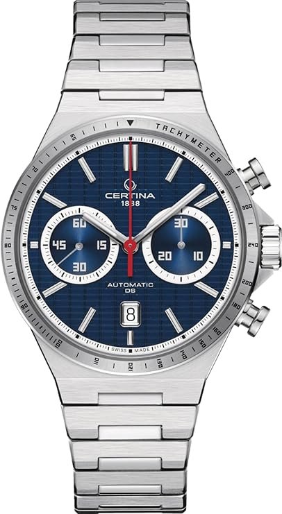 Certina, Mens, DS 7 Chrono Auto, 42, mm, Steel, Automatic Chrono, Date, Watch, Blue, Steel
