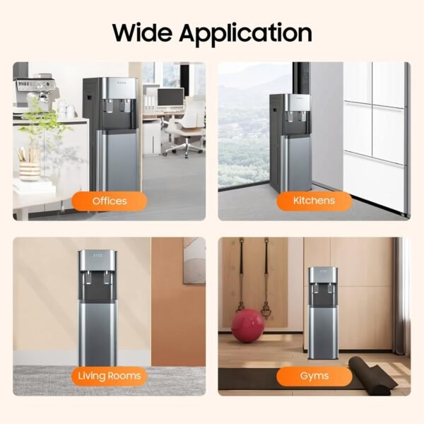 Bottom Loading Water Dispenser for 5 Gallon Bottle, 620W Powerful Hot & Cold Water Cooler with Safety Lock, Freestanding for Home, Office, Dorm (Dark Gray)
