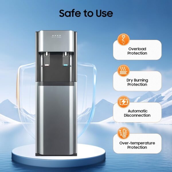 Bottom Loading Water Dispenser for 5 Gallon Bottle, 620W Powerful Hot & Cold Water Cooler with Safety Lock, Freestanding for Home, Office, Dorm (Dark Gray)