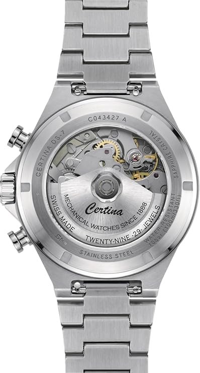 Certina, Mens, DS 7 Chrono Auto, 42, mm, Steel, Automatic Chrono, Date, Watch, Blue, Steel