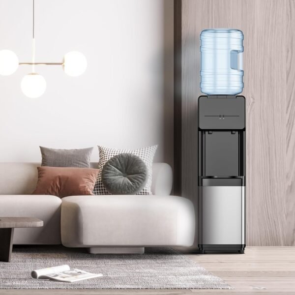 op Loading Water Dispenser, Hot and Cold Water Cooler for 3 or 5 Gallon Bottles,Child Safety Lock,Water Cooler Dispenser for Kitchens, Offices and More - Black