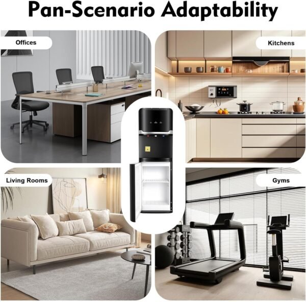 Water Dispenser for 5 Gallon Bottle, Top Loading Water Dispenser with LED Display/Child Safety Lock/Anti-Dry, Water Cooler Dispenser for 5 Gallon Bottle for Bedroom, Living Room, Office